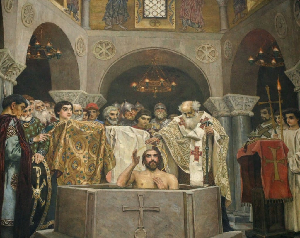 «Крещение князя Владимира», Виктор Васнецов, 1890г. Фрагмент росписи Владимирского собора (Киев). 